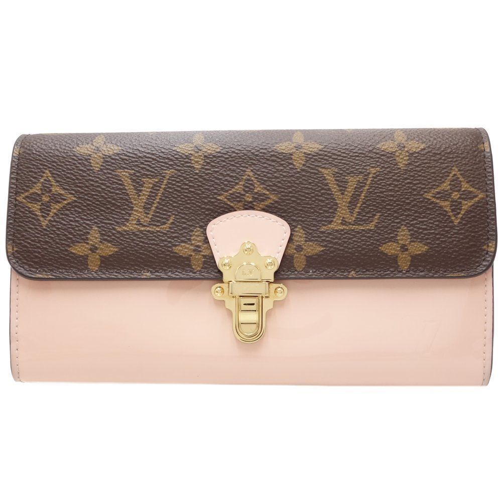 Portefeuille Cherry Wood Long Wallet Monogram Vernis Rose Ballerine Pink